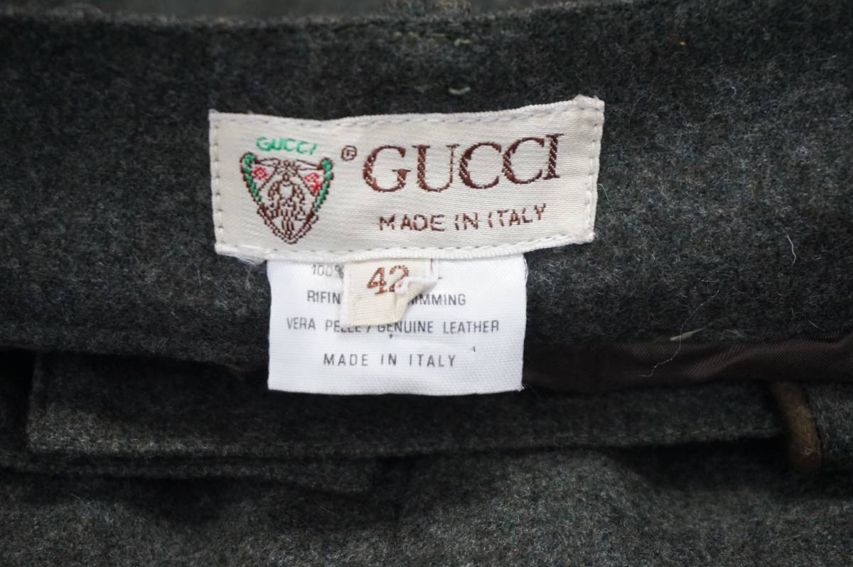 L456　イタリア製　オールド　GUCCI　グッチ　ツイードスカート　ウールスカート　サイズ42　レディース_画像5