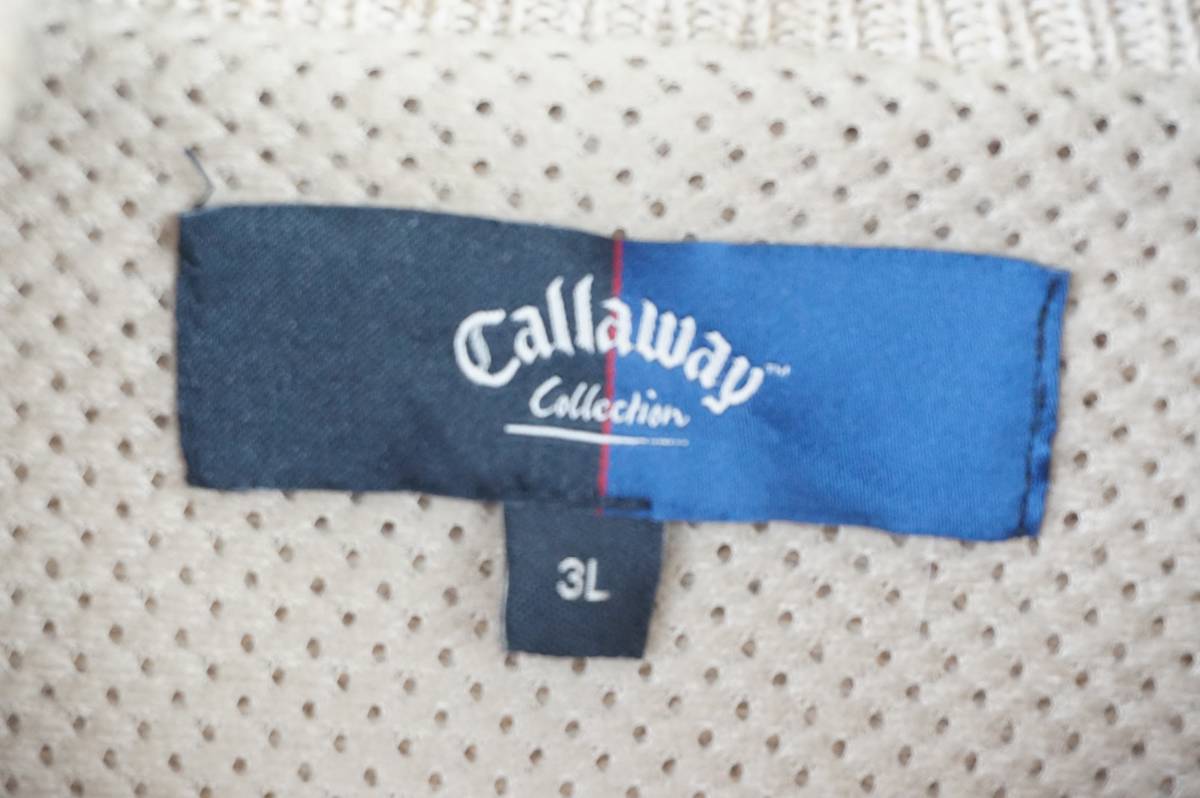 N141　キャロウェイ　Callaway Collection　裏メッシュ　ニットジップアップセーター　ベージュ　大きいサイズ　3L_画像3