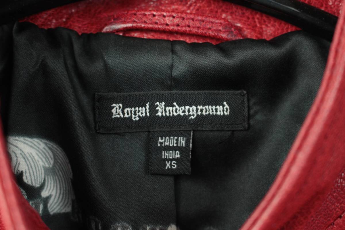 L205　Royal Underground　レディース　本革　レザージャケット　ライダース　ブルゾン　XS　レッド　革ジャン_画像4