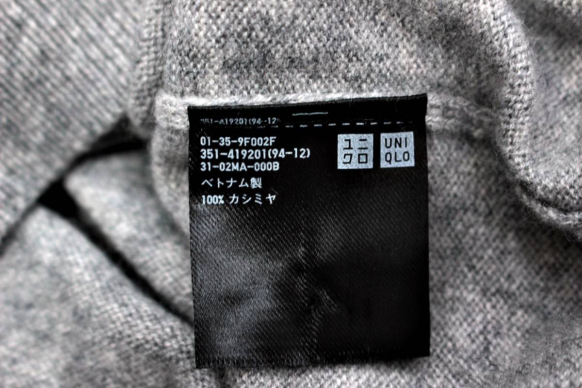 L605　ユニクロ　UNIQLO　クルーネックセーター　カシミヤセーター　グレー　メンズ　L　カシミヤ100_画像5