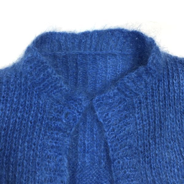 美品 モヘアカーディガン ボレロ ボタンレス ニット セーター ブルー 青 L カートコバーン ビンテージ ユーロ古着 80年代
