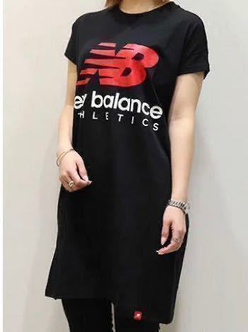 黒　ブラック　新品　Tシャツ　ワンピース　ニューバランス　newbalance ロゴ　 WD01502BK チュニック　オーバーサイズ_画像1