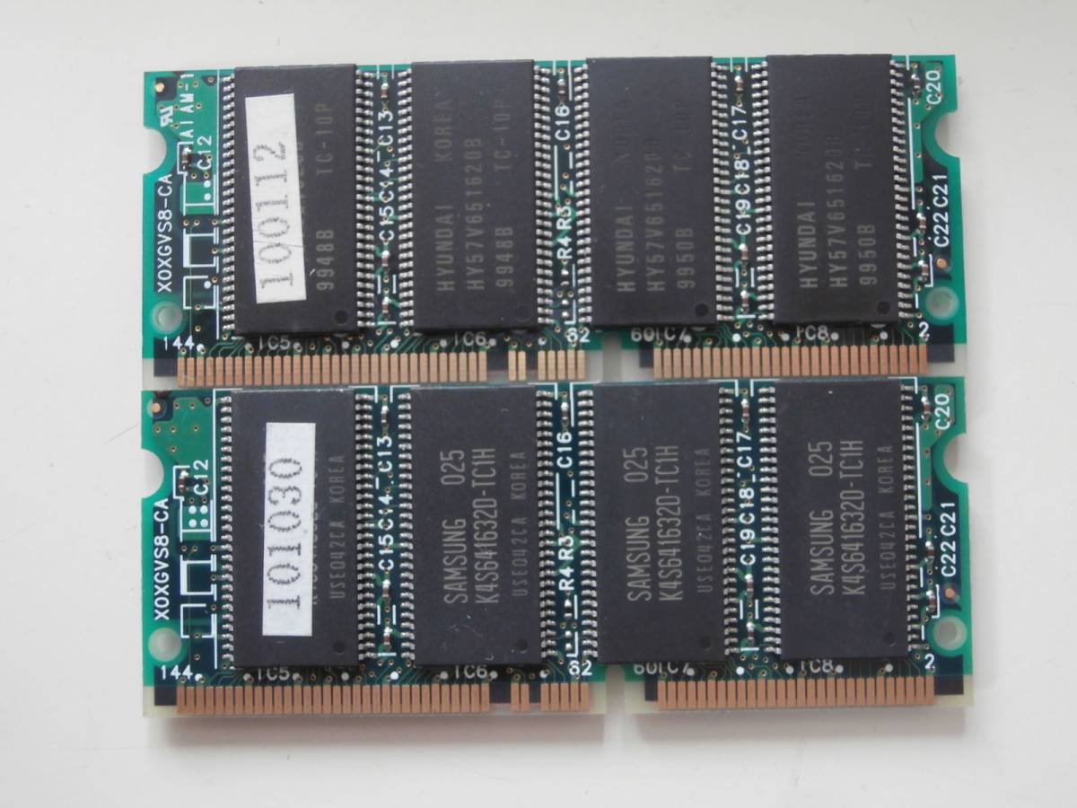 SO-DIMM PC100 144Pin 64MB×2枚セット HYUNDAI / SAMSUNGチップ ノート用メモリ_画像2