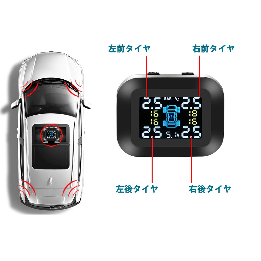 タイヤ空気圧監視システム ミニ TPMS コンパクト カラーディスプレイ 空気圧センサー カローラクロス_画像7