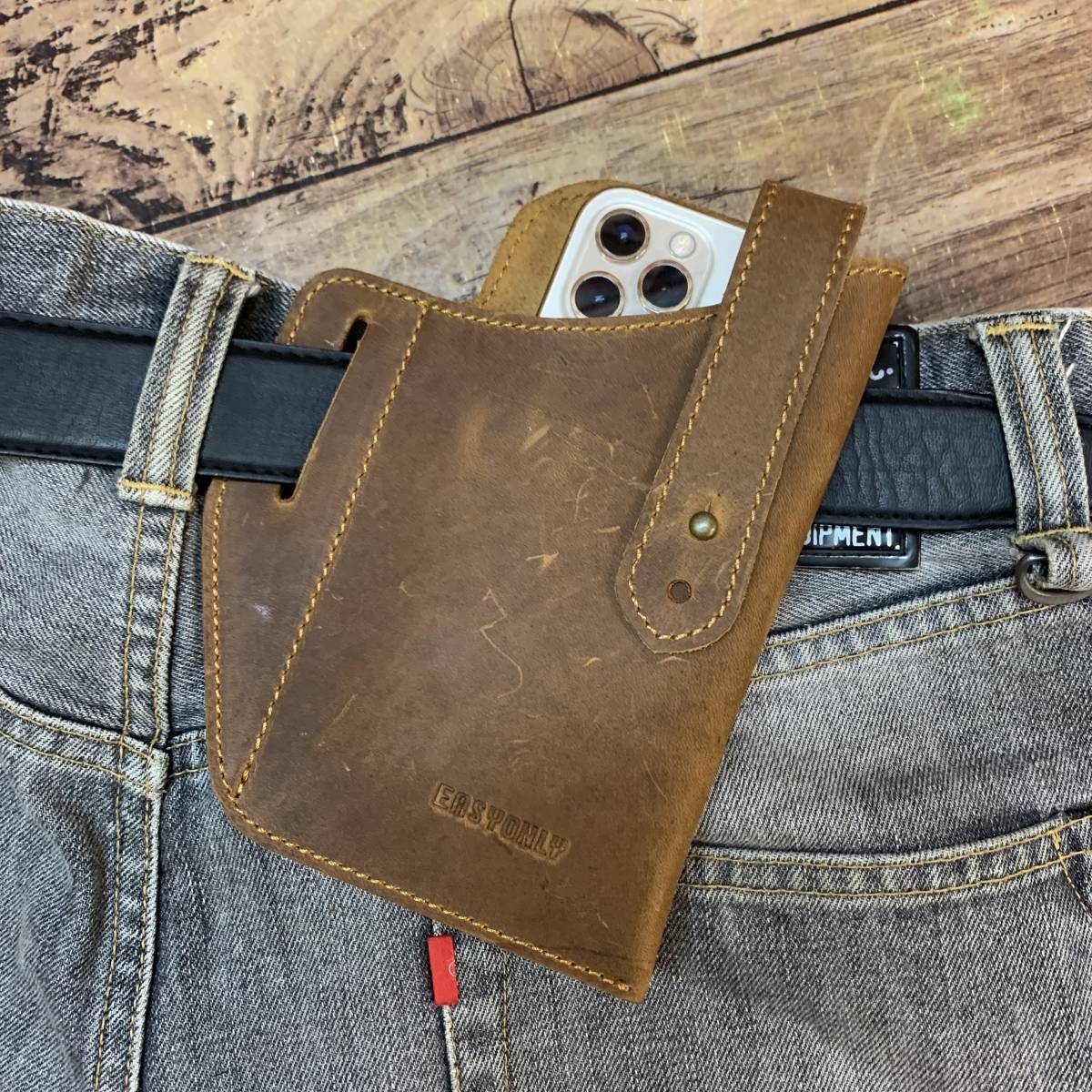  new goods original leather mobile holder case ho ru Star smartphone iPhone waist bag belt pouch mobile telephone for n back Brown free shipping 