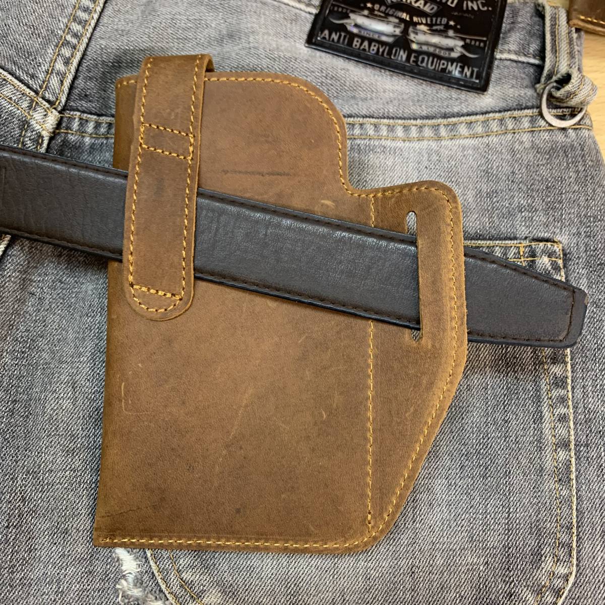  new goods original leather mobile holder case ho ru Star smartphone iPhone waist bag belt pouch mobile telephone for n back Brown free shipping 