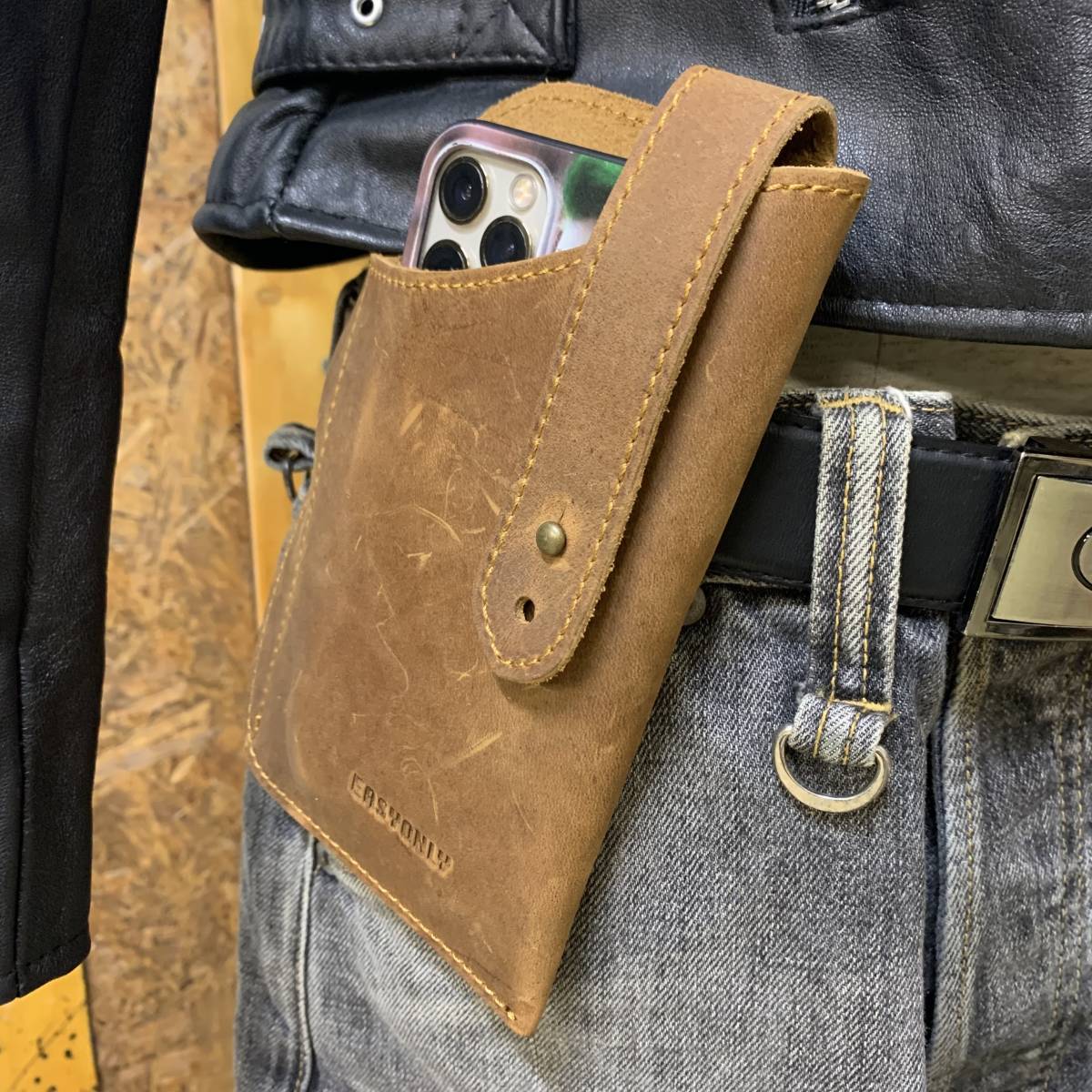  new goods original leather mobile holder case ho ru Star smartphone iPhone waist bag belt pouch mobile telephone for n back Brown free shipping 