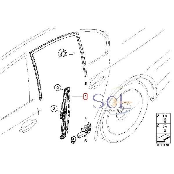 BMW E60 E61 リア パワーウインドーレギュレーター 左側 525i 530i 530xi 540i 545i 550i M5 51357184745 51357075673 出荷締切18時_画像2