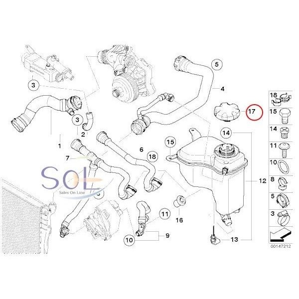 BMW E82 E87 E88 F20 F21 F22 F23 ラジエーター エクスパンションタンクキャップ 116i 118i 120i 130i 135i 220i M235i 17117521071_画像2