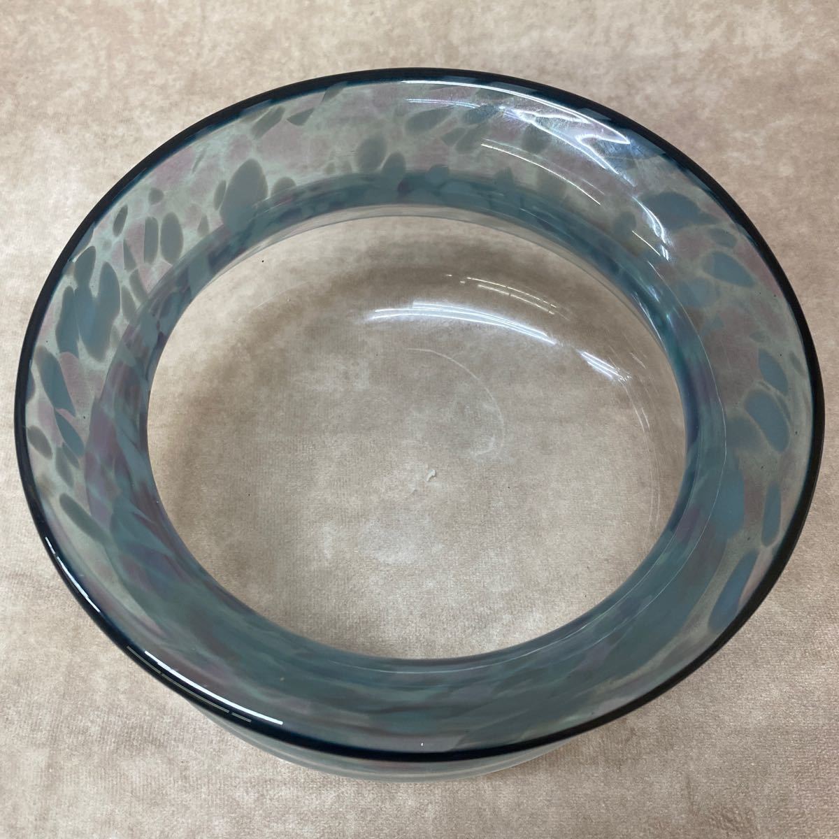 ガラス 鉢 ボウル 水鉢 アクアリウム 直径約20cm 口広 花瓶 生花 金魚鉢？ インテリア 花瓶の画像3