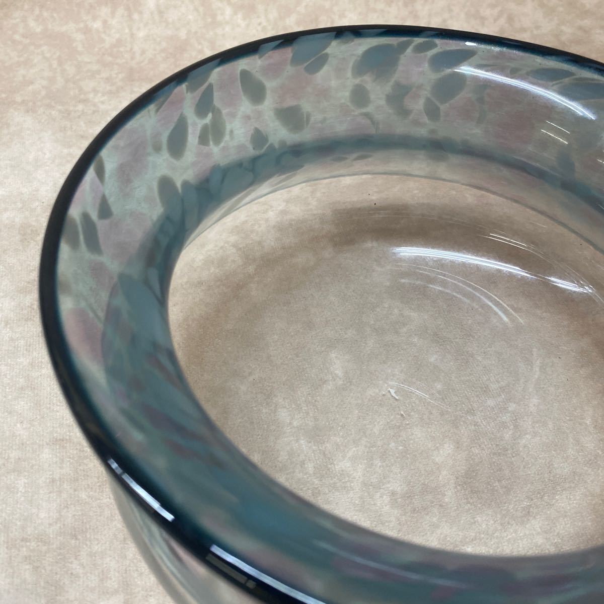 ガラス 鉢 ボウル 水鉢 アクアリウム 直径約20cm 口広 花瓶 生花 金魚鉢？ インテリア 花瓶の画像6