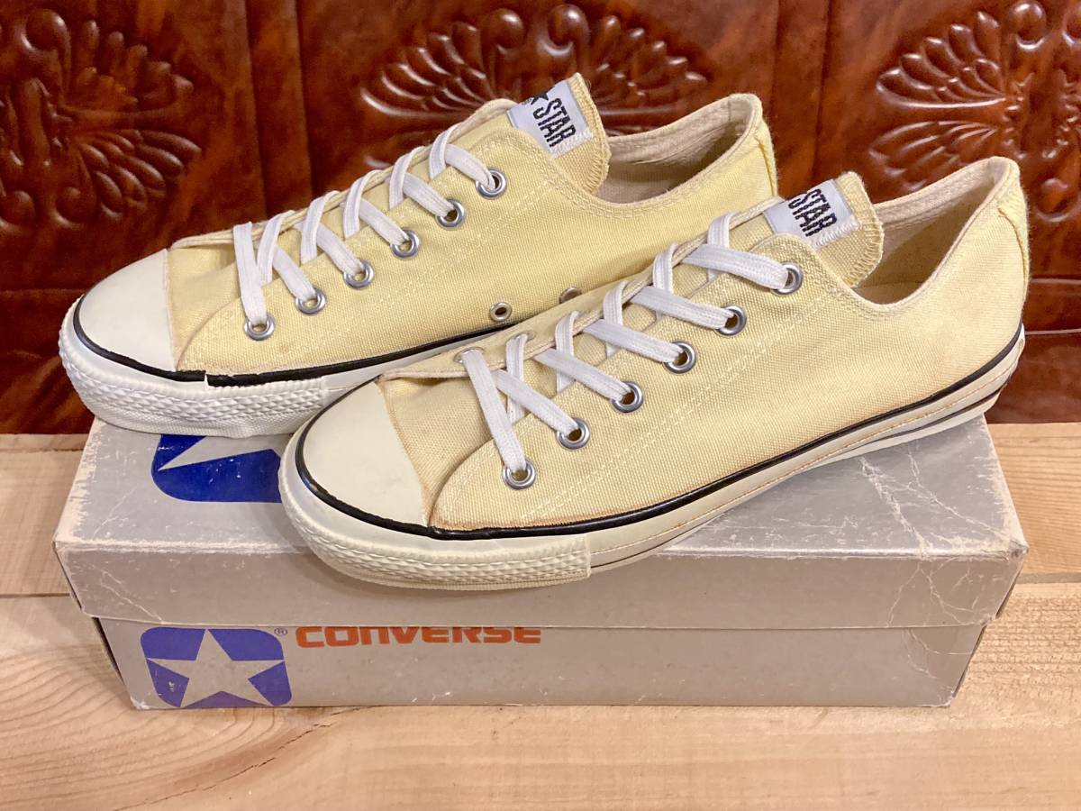 ★☆80s!USA!銀箱!希少レア!!converse ALL STAR ox バニラ イエロー 7 25.5cm コンバース オールスター 黄色 デッド ビンテージ 2312☆★_画像1