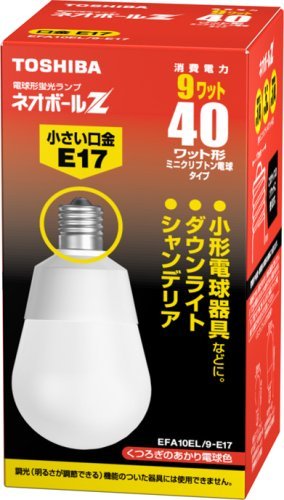 TOSHIBA ネオボールZ A形 40Wタイプ 口金直径17mm 電球色 EFA10EL/9-E17_画像1
