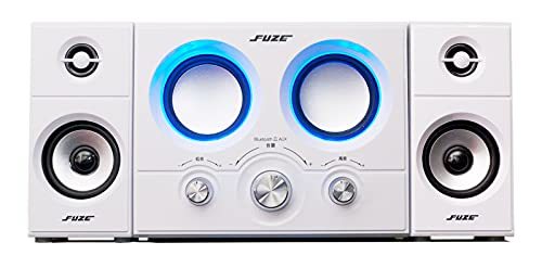 FUZE 2.1ch アンプ内蔵 Bluetooth スピーカー DAS219BT ホワイト Bluetooth AUX ダブルウーファー 重低音
