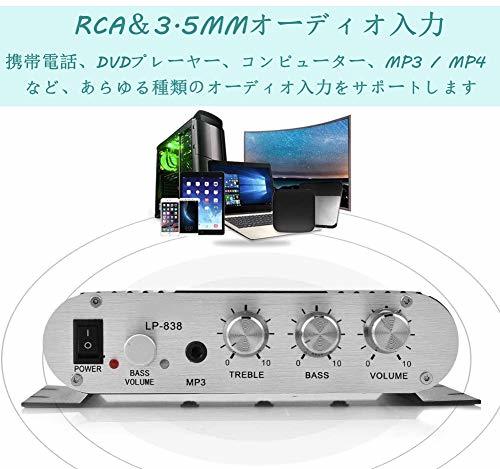 パワーアンプ Bewinner ステレオ ベース オーディオ デジタルアンプ 増幅器 HiFi音質 15Wx2RMS ミニ オートカー/ホームオーディオ_画像3