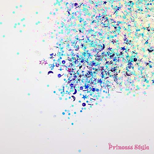 Princess-style ユニコーングリッター ネイル レジン ラメ ホログラム 月 星 パステル MIX 4色セット_画像5