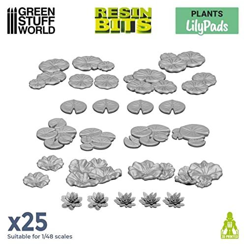 グリーンスタッフワールド ジオラマアクセサリー 3Dプリントセット スイレンの葉と花 25個入 ホビー用アクセサリー_画像2