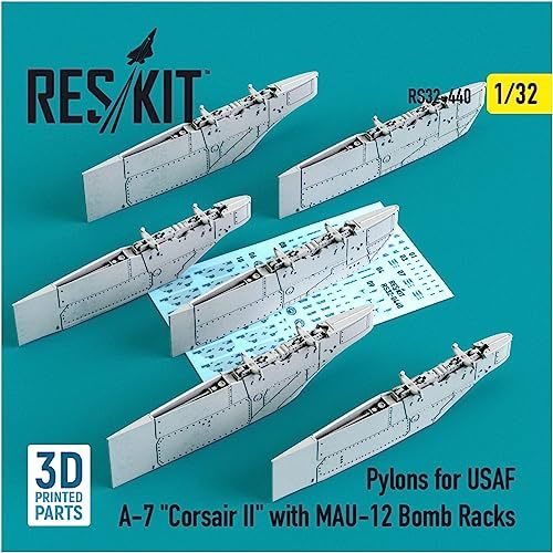 レスキット 1/32 A-7 コルセア2 パイロンセット アメリカ空軍用・MAU-12爆弾架付 プラモデル用パーツ_画像2