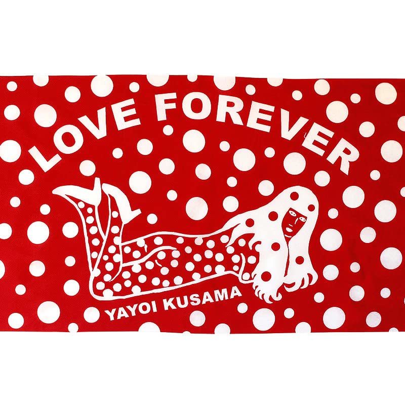 草間彌生展「わが永遠の魂」 限定 LOVEFOREVER ドット柄 手ぬぐい 赤白_画像3