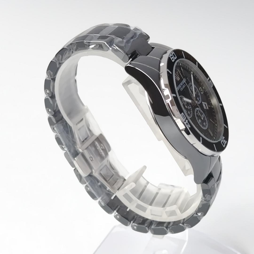 エンポリオ・アルマーニ新品メンズウォッチ高級腕時計43mmセラミック黒