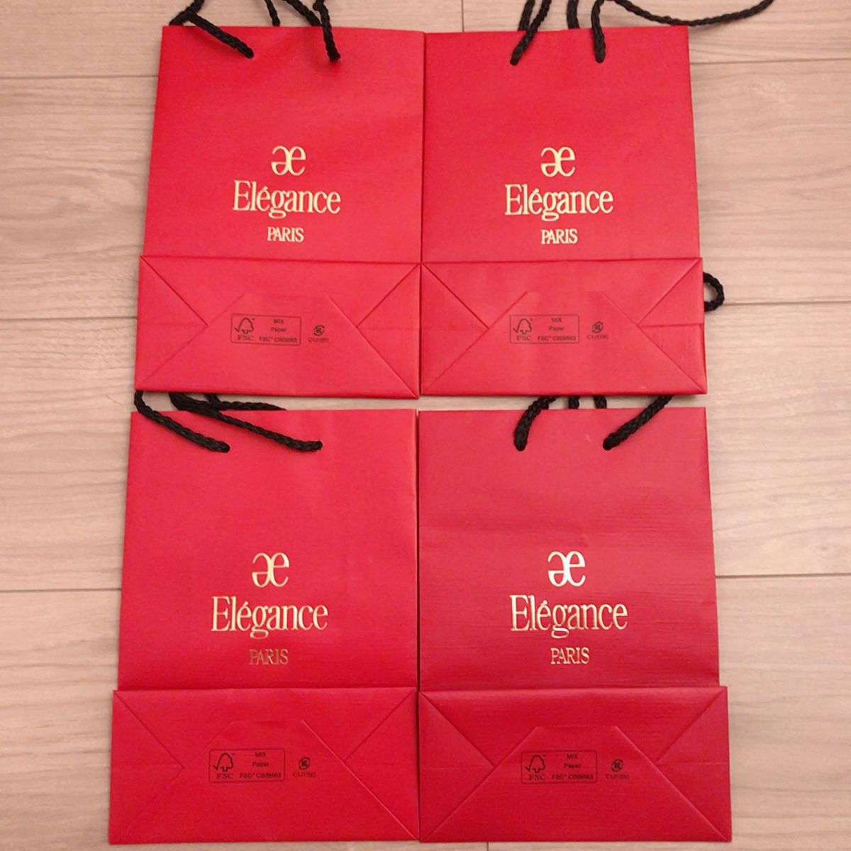 エレガンスパリス　Elegance PARIS ショッパー　ショップ袋　大量売り 紙袋　まとめ売り　ブランド　赤　レッド