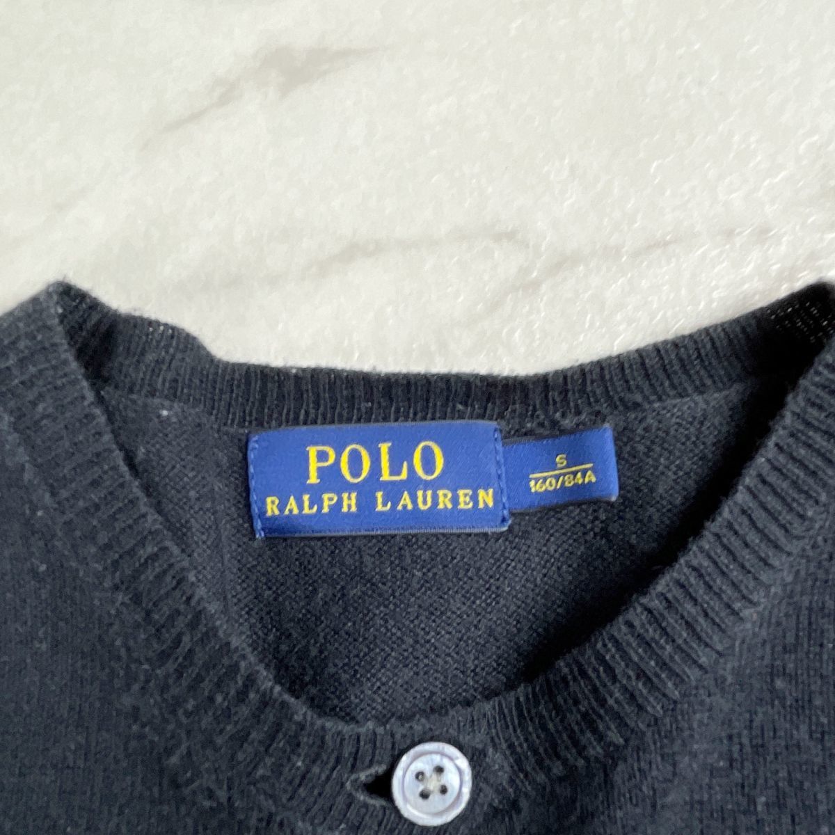 POLO RALPH LAUREN ポロ ラルフローレン 丸襟長袖カーディガン コットン ウール トップス レディース 黒 ブラック サイズS*IC101_画像5