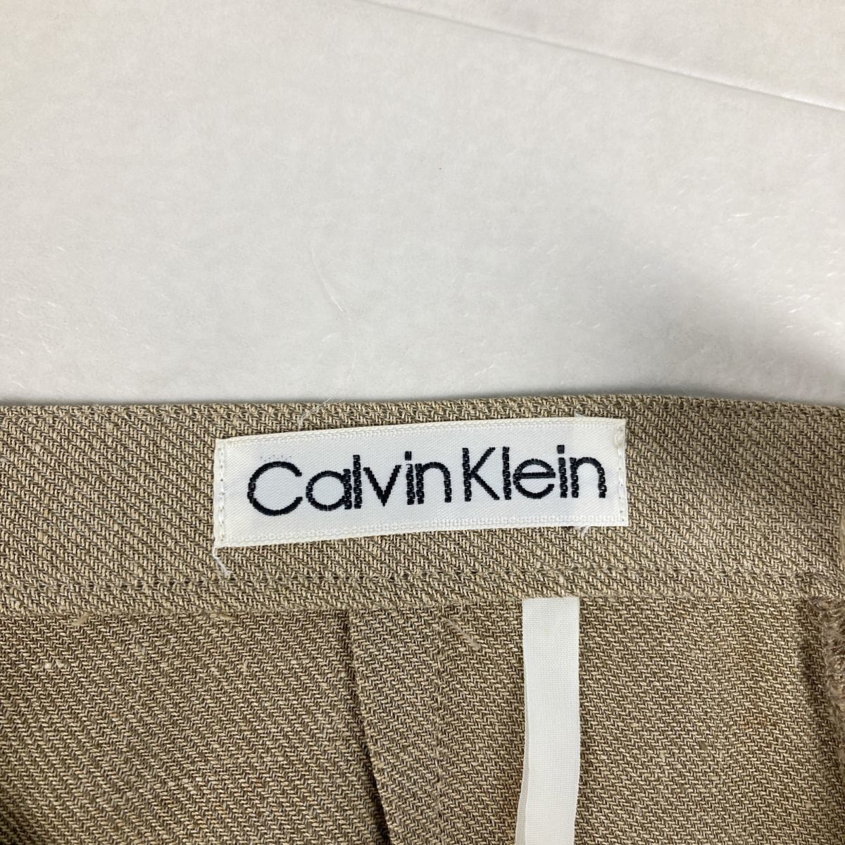 Calvin Klein カルバンクライン リネン100% ワイドカジュアルパンツ ボトムス レディース ベージュ サイズW63H90*IC167_画像6