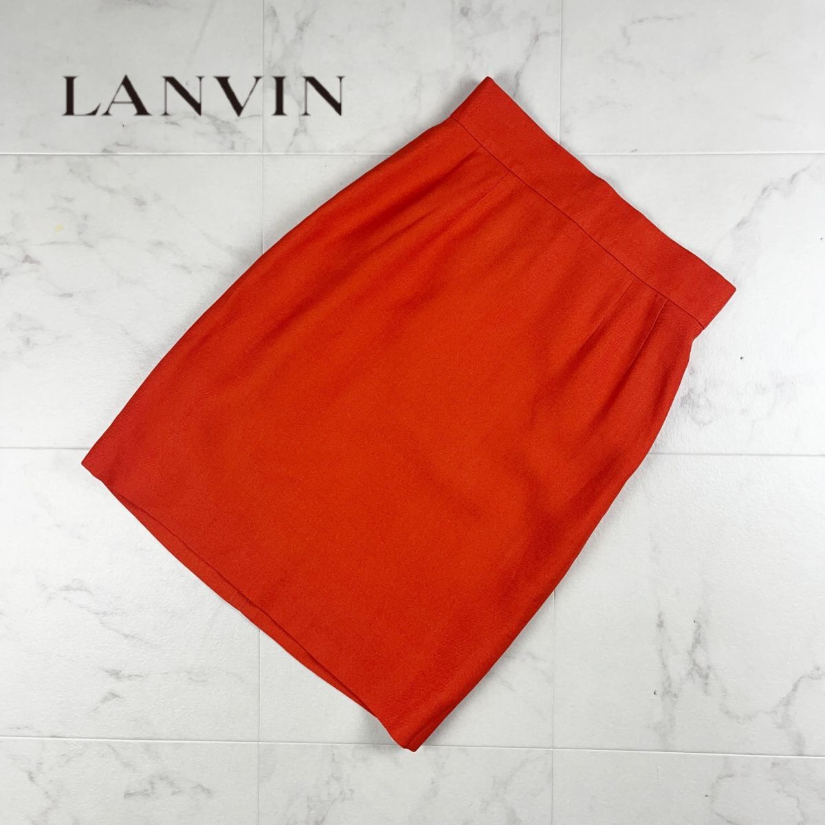 美品 LANVIN ランバン タイトスカート バックジップ 膝丈 裏地あり オレンジ サイズ40*IC869_画像1