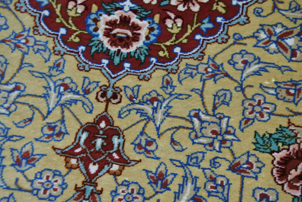 ◆雅◆ ペルシャ絨毯 ペルシャ シルク イラン クム産 75×55cm 110万ノット / HK.23.11 [C27] JH_画像6