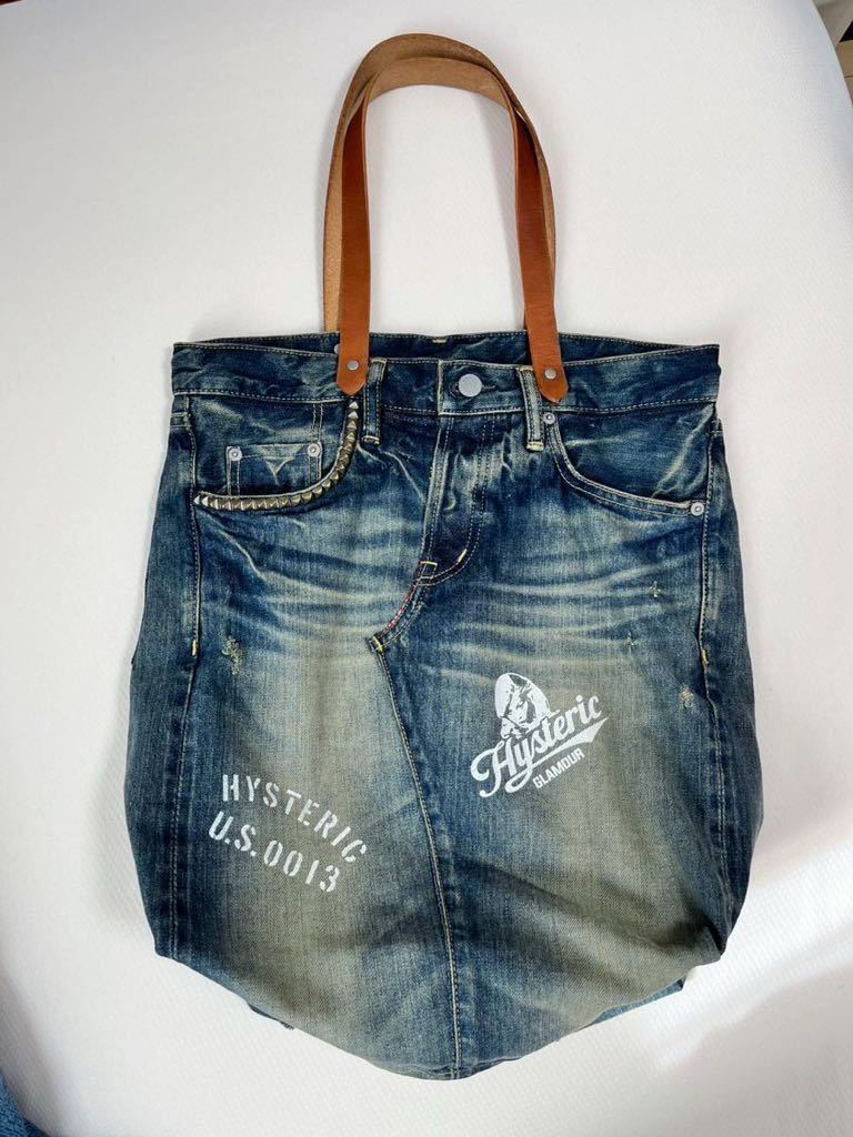 ★ちょい訳ありの美品★ HYSTERIC GLAMOUR リメイク デニム トートバッグ DENIM REMAKEトート ヒステリックグラマー デニムバッグ バッグ★_画像1