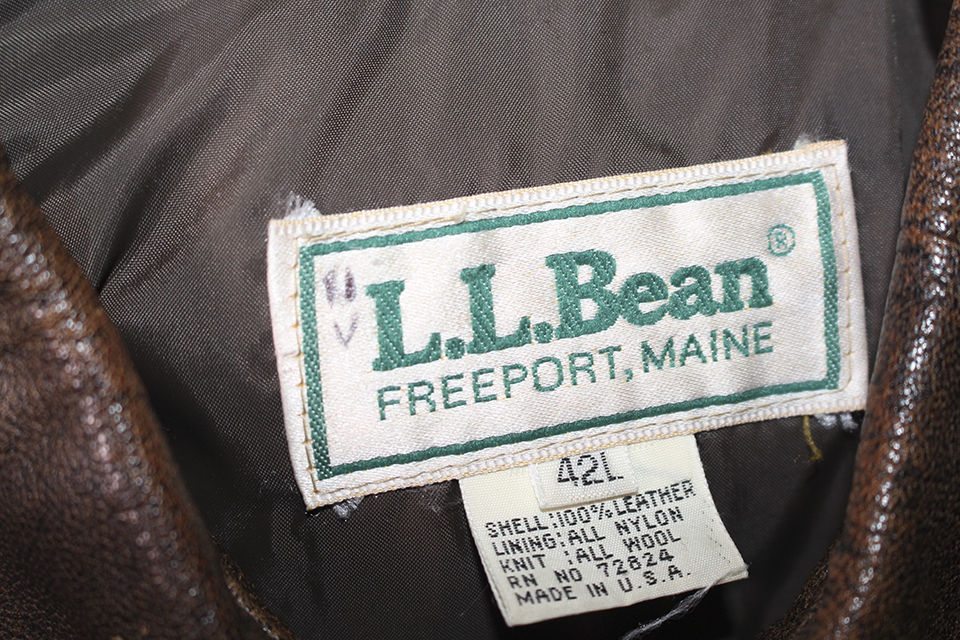 VINTAGE 80’S L.L.BEAN A-2 TYPE LEATHER JACKET SIZE 42L MADE IN USA_画像8