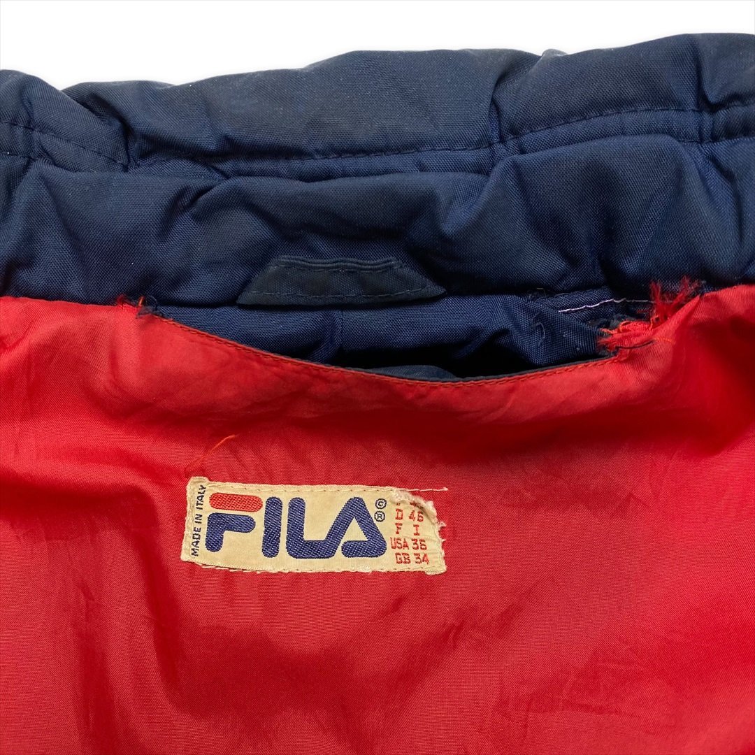 フィラ ジップ ジャケット ネイビー FILA 古着 メンズ FREE 2way クリーニング済み_画像6