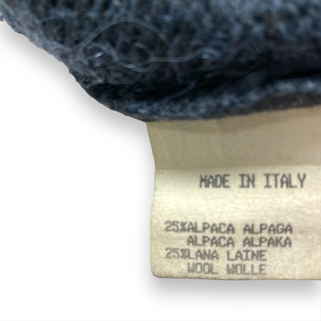 ニット セーター グレー 古着 メンズ L イタリア製 ウール アルパカ Vネック_画像2