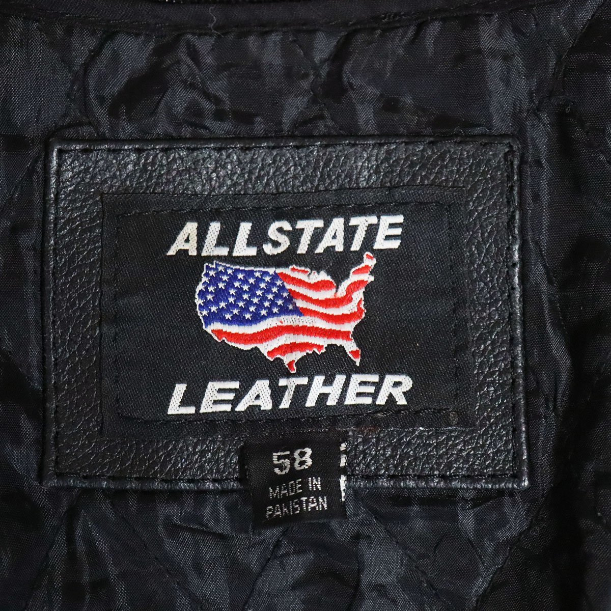 C6S/s3.22-4　ALLSTATE LEATHER　ダブルライダース　本革　レザージャケット　サイドレースアップ　革ジャン　皮ジャン　58　ブラック_画像5