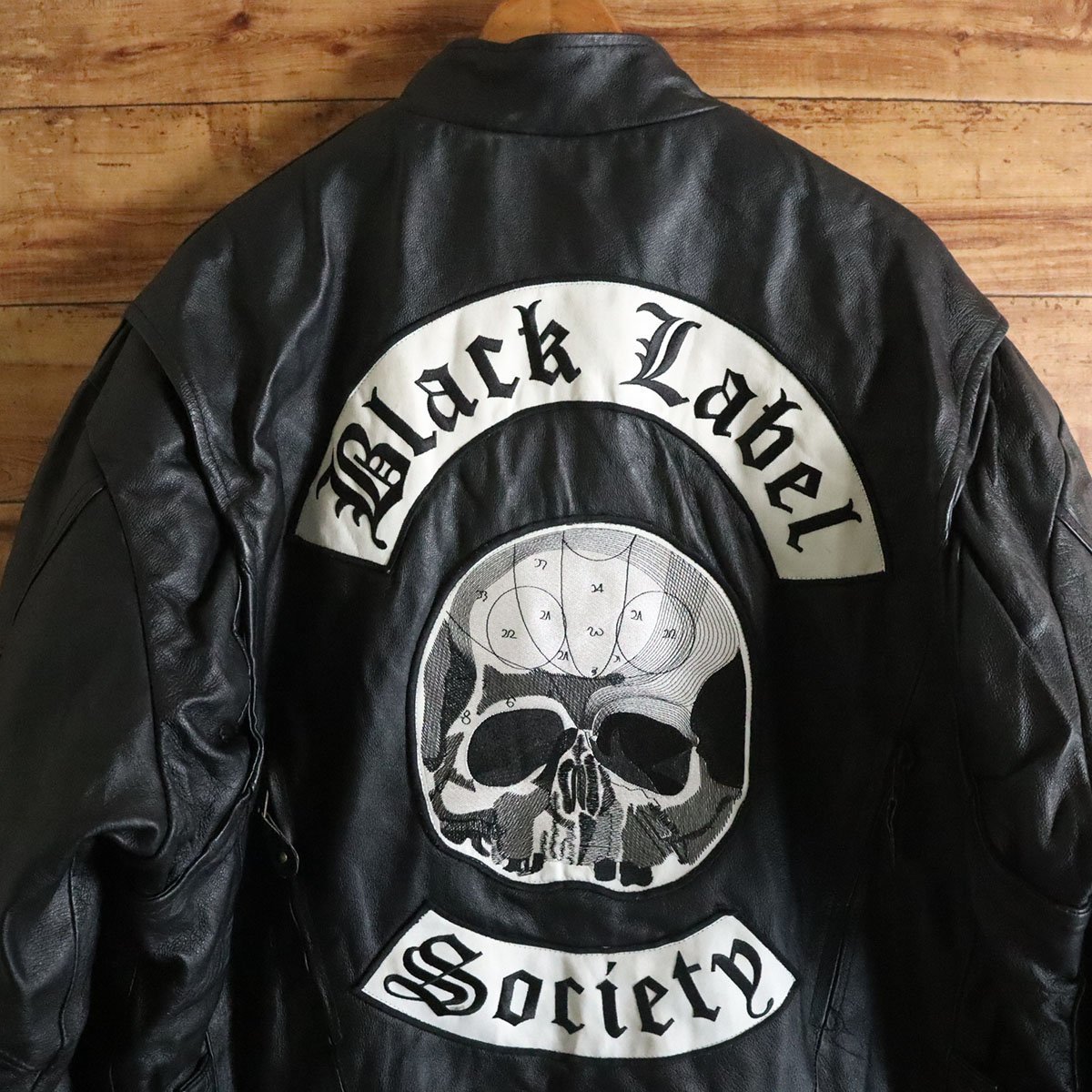 G5S/Y7.4-5　Black Label Society　シングルライダース　本革　レザージャケット　革ジャン　皮ジャン　バイカー　メンズ　XL　ブラック_画像7