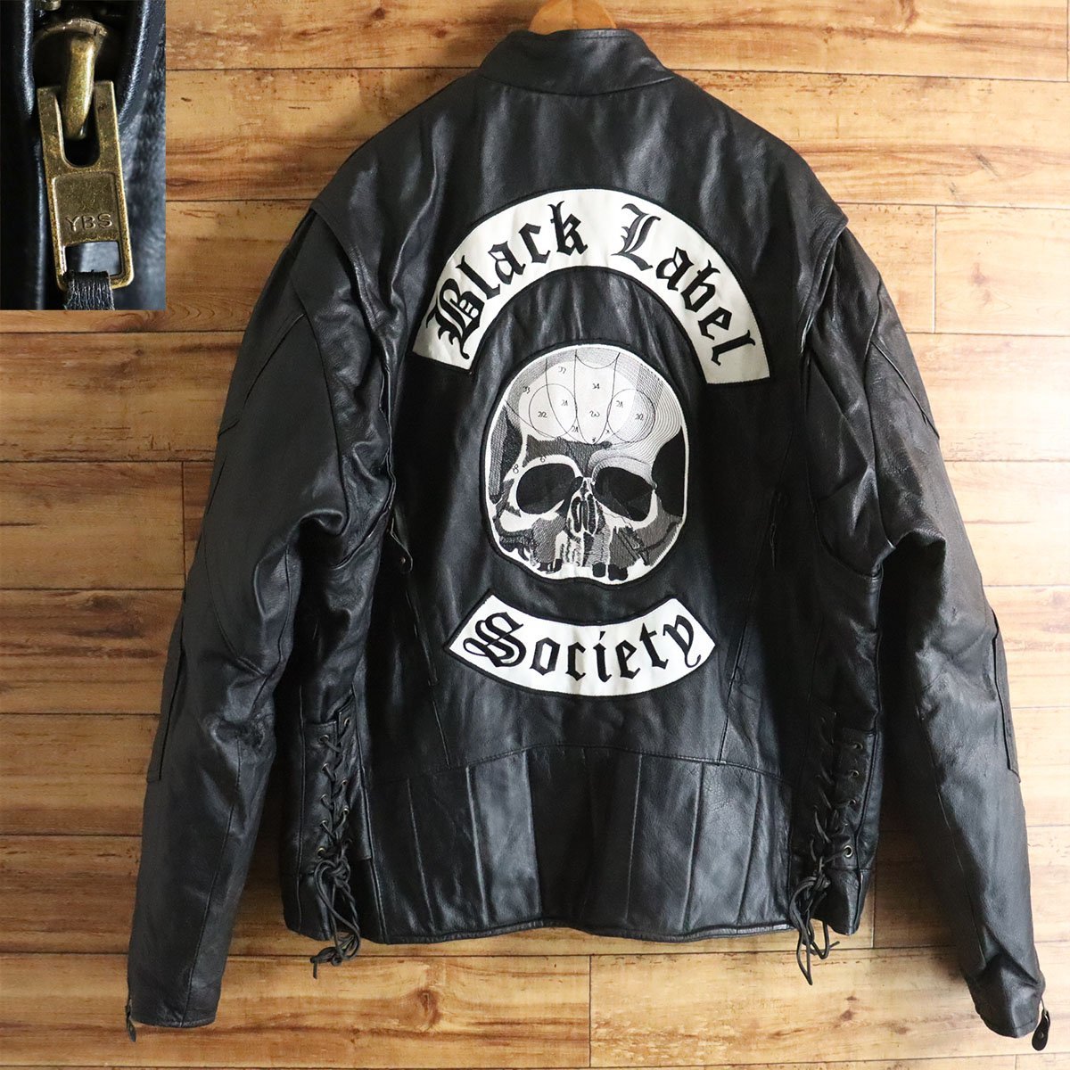 G5S/Y7.4-5　Black Label Society　シングルライダース　本革　レザージャケット　革ジャン　皮ジャン　バイカー　メンズ　XL　ブラック_画像1