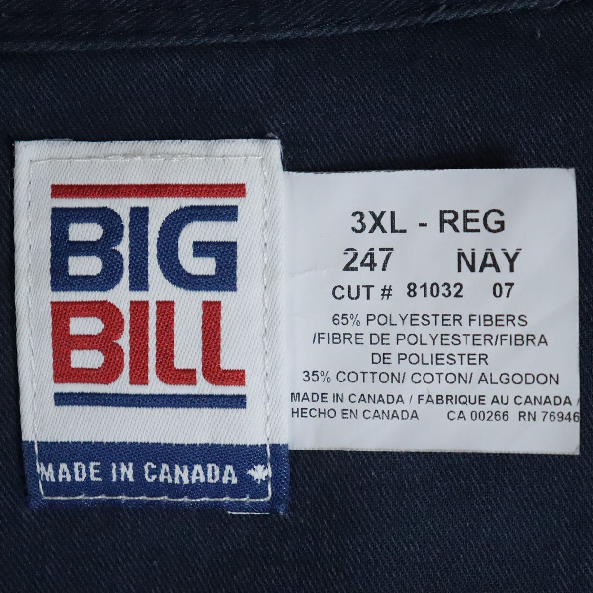 &4K/Y7.11-4　カナダ製　BIG BILL　ビッグビル　ワークシャツ　長袖　ワークウェア　リフレクター　メンズ　3XL　ビッグサイズ_画像5