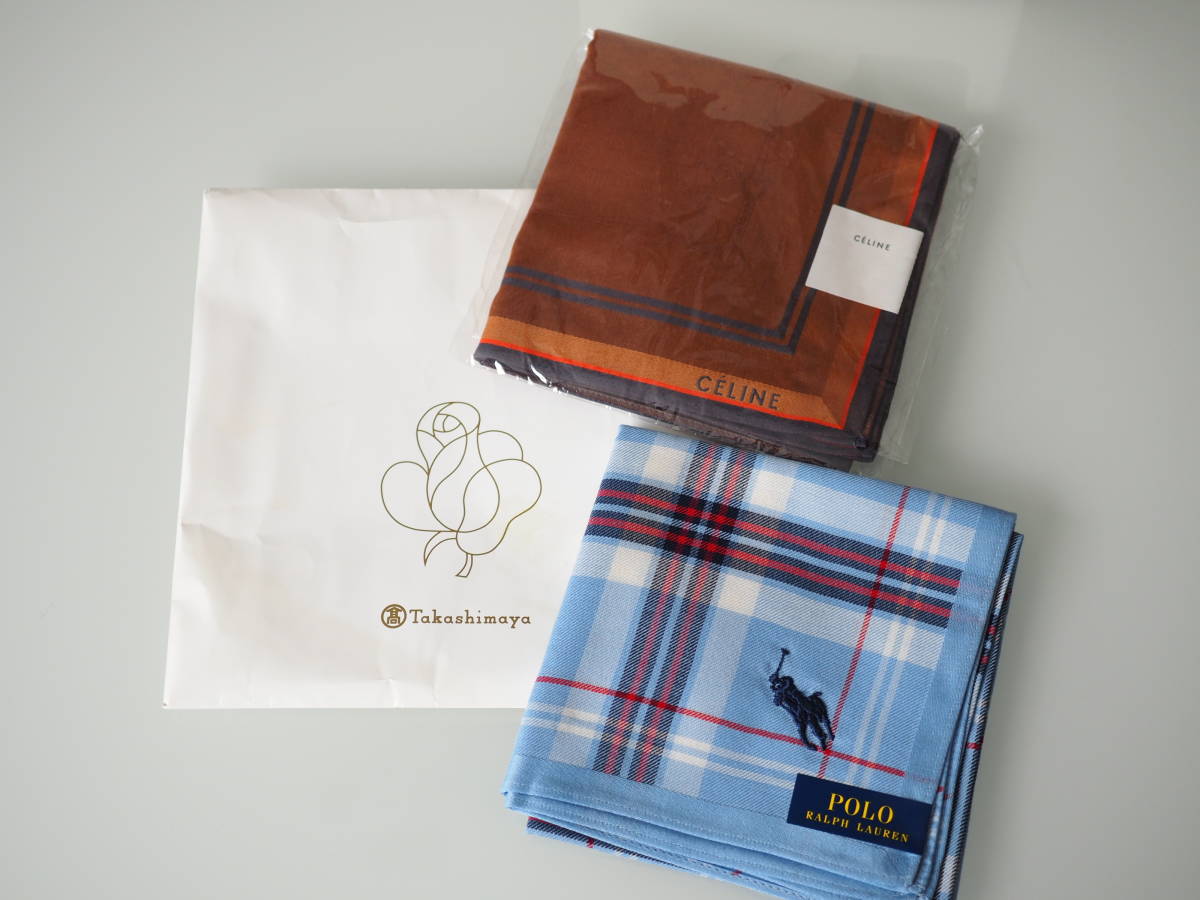 [CELINE/POLO RALPH LAUREN] Celine Ralph Lauren Polo men's man handkerchie 2 pieces set 