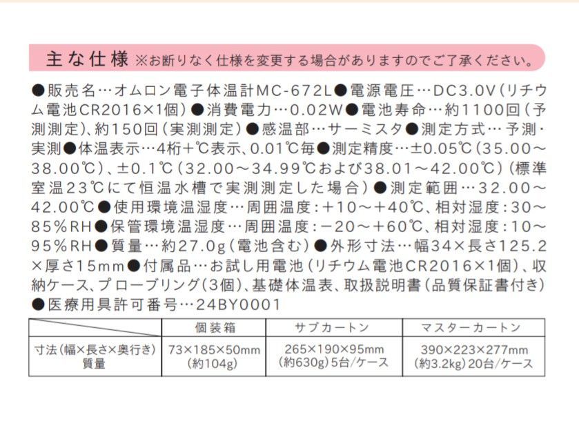 プロフ説明欄必読。 オムロン 電子体温計 デジタル けんおんくん 婦人体温計