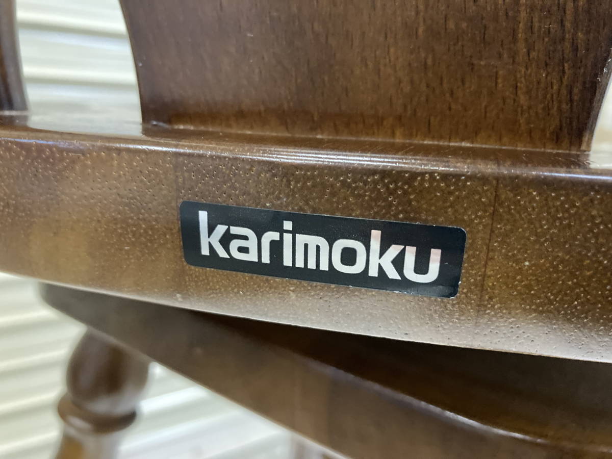 □M1　Karimoku カリモク家具 ヴィンテージ コロニアル 回転式 ウィンザーハイチェア 木製 カウンターチェア 椅子_画像3