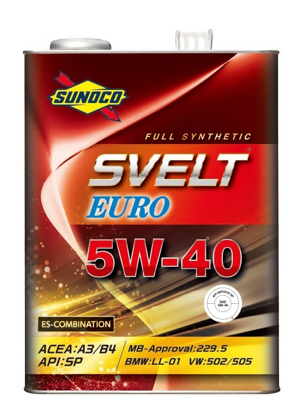 送料無料！　SUNOCO　SVELT EURO　スノコ　スヴェルト ユーロ　5W-40　A3/B4　SP　Full Synthetic（エステル配合）　20L缶　エンジンオイル_画像1