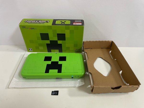 一部動作確認済　訳有美品　商品説明お読みください　任天堂　NEW　2DSLL　本体　マインクラフト　CREEPER EDITION　グリーン　箱付き_画像1