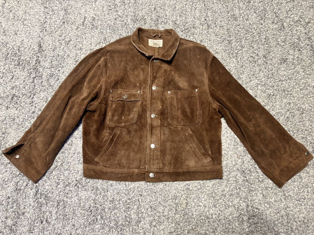 80s POLO RALPH LAUREN ラルフローレン レザー スエード ジャケット XL ☆ 90s RRL country levis デニム シャツ ビンテージ_画像2