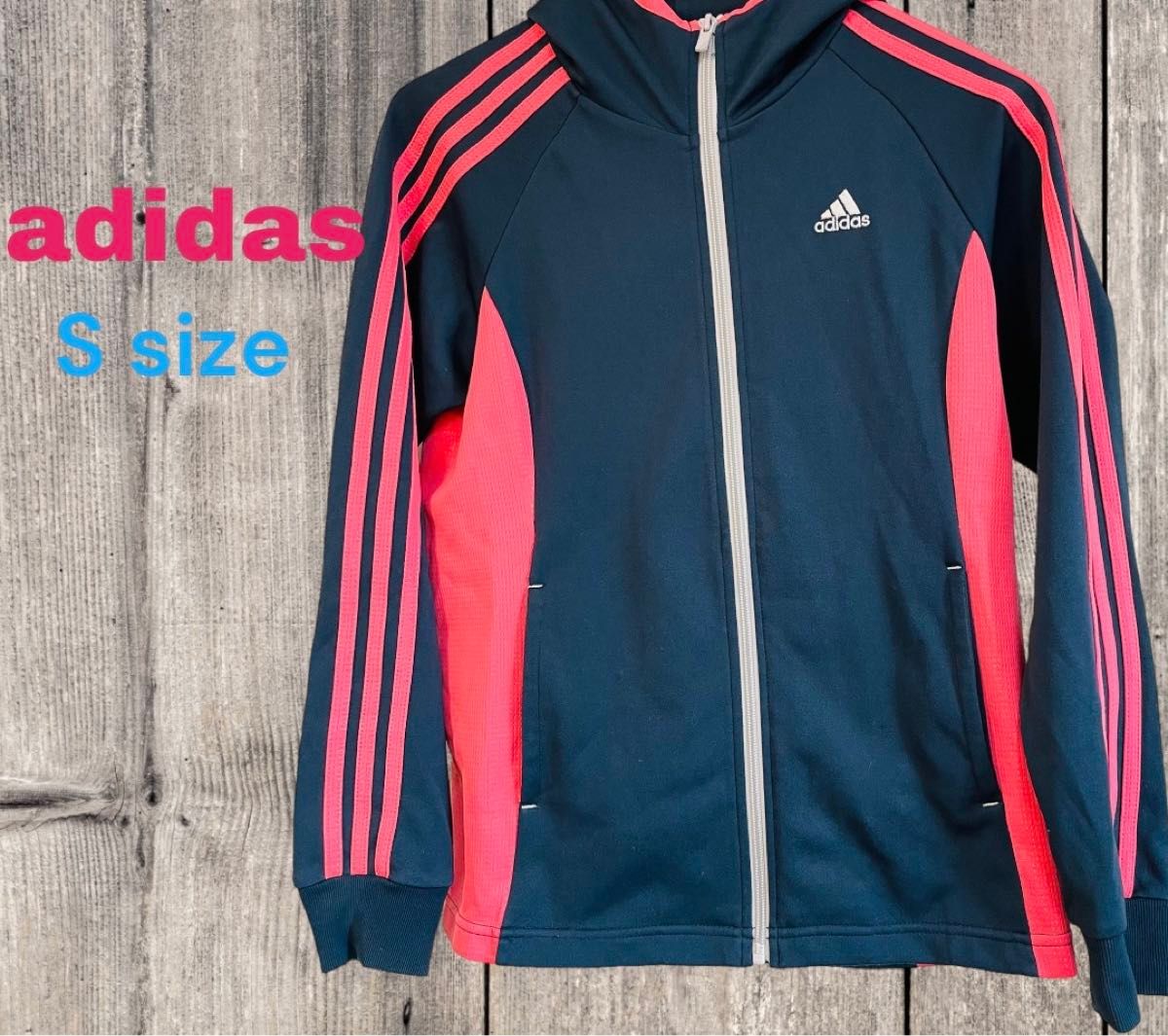 品揃え豊富で adidas フード付きジャージ レディースS 紺色アディダス アディダス