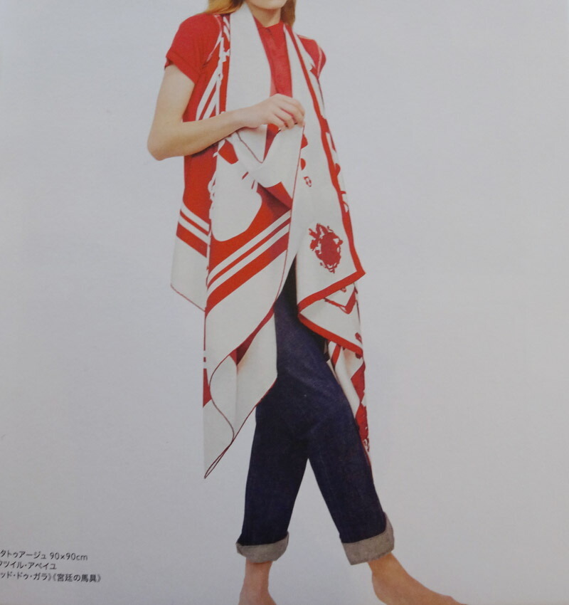 美品 HERMES エルメス スカーフ シルク100% カレ 88×88 赤系 シルク 正方形 スカーフ更紗 バッグ等に 上品 かわいい h17-4069_画像6