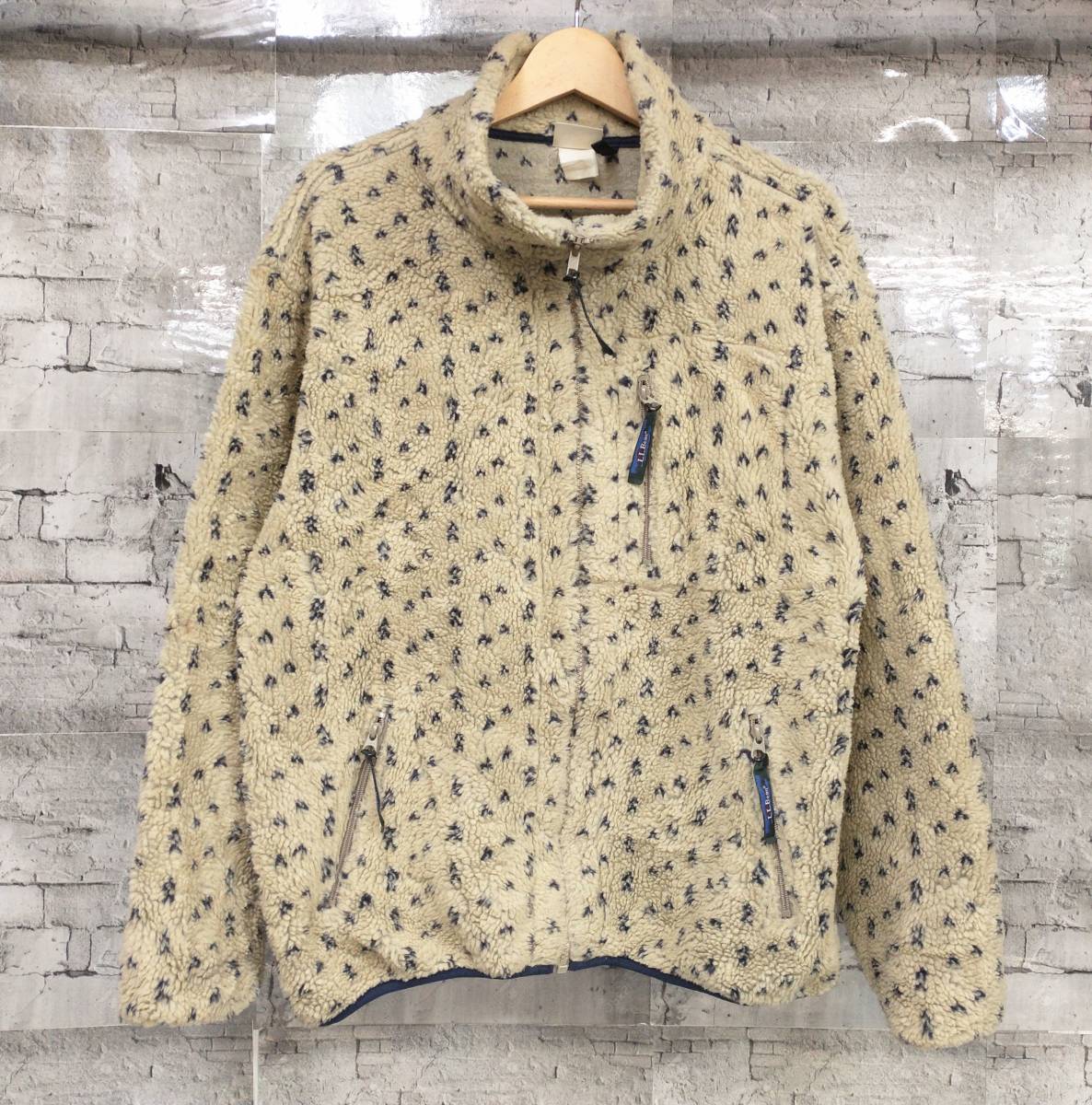 90s L.L.Bean エルエルビーン バーズアイ フリースジャケット FLEECE JACKET ナチュラル ベージュ系 店舗受取可_画像1