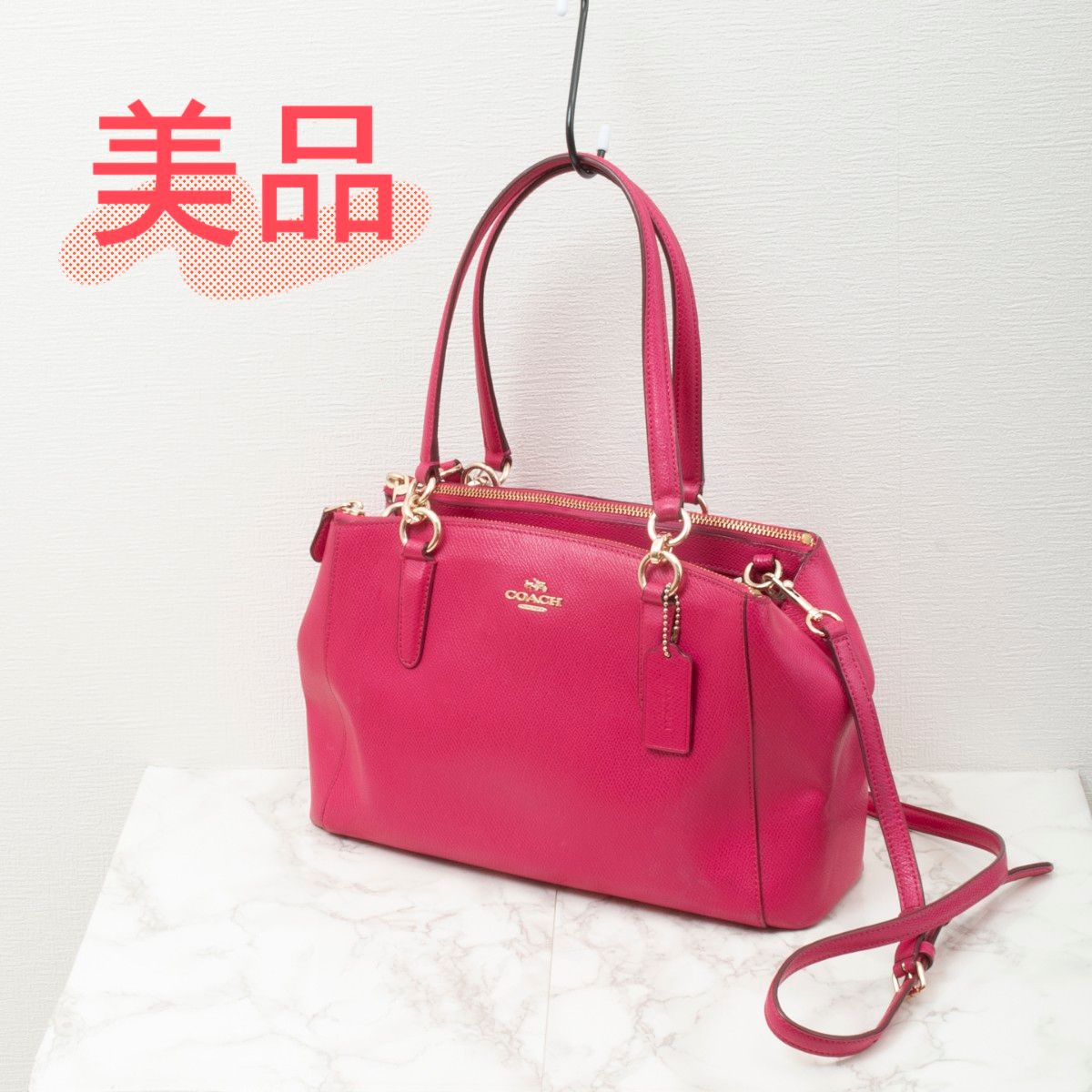 美品】COACH(コーチ)2way キャリーオール レザー ショルダー 美品】COACH(コーチ)2way キャリーオール レザー ショルダー