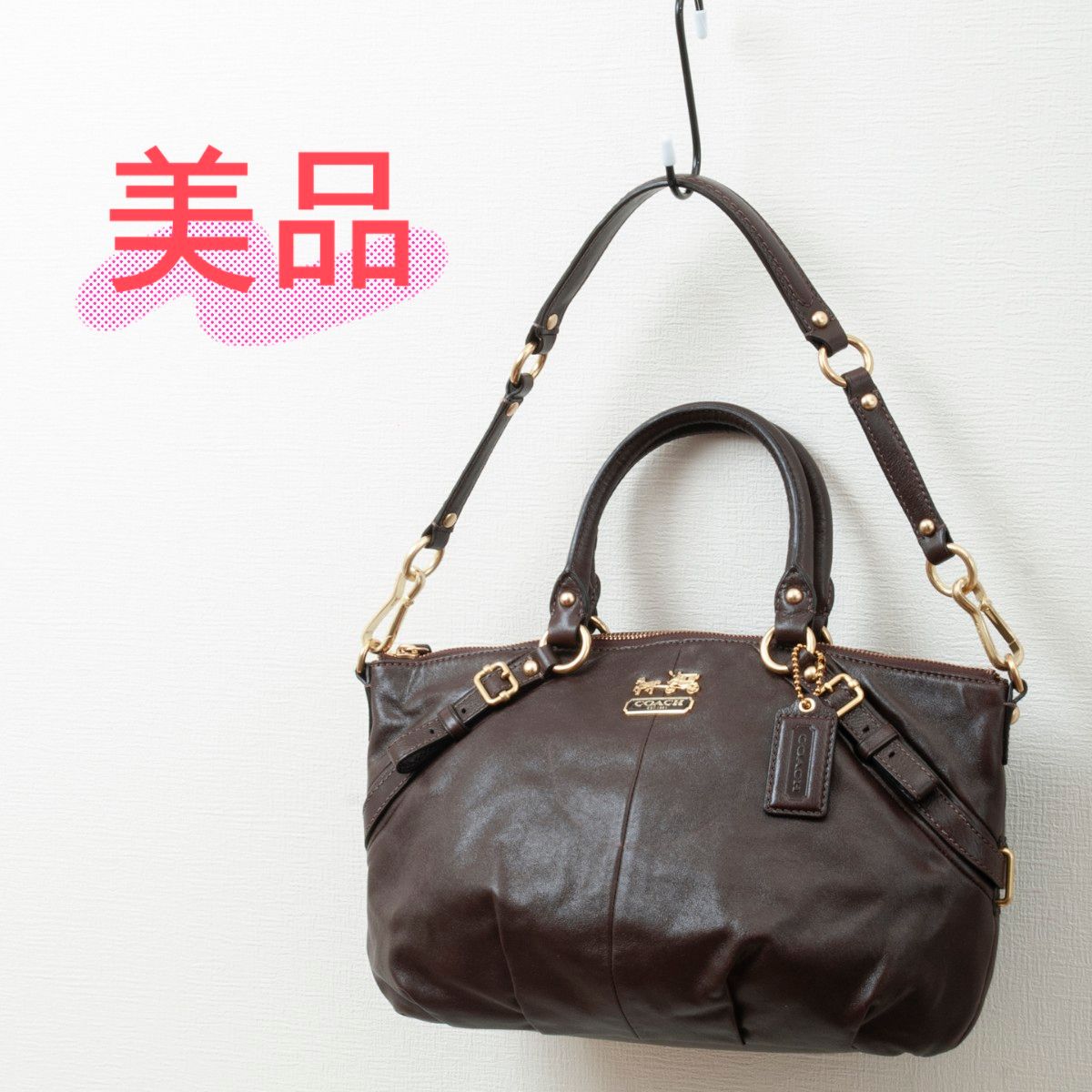 【美品】COACH(コーチ)マディソン レザー ２way ショルダーバッグ ブラウン 茶色 15960 中古 used レディース