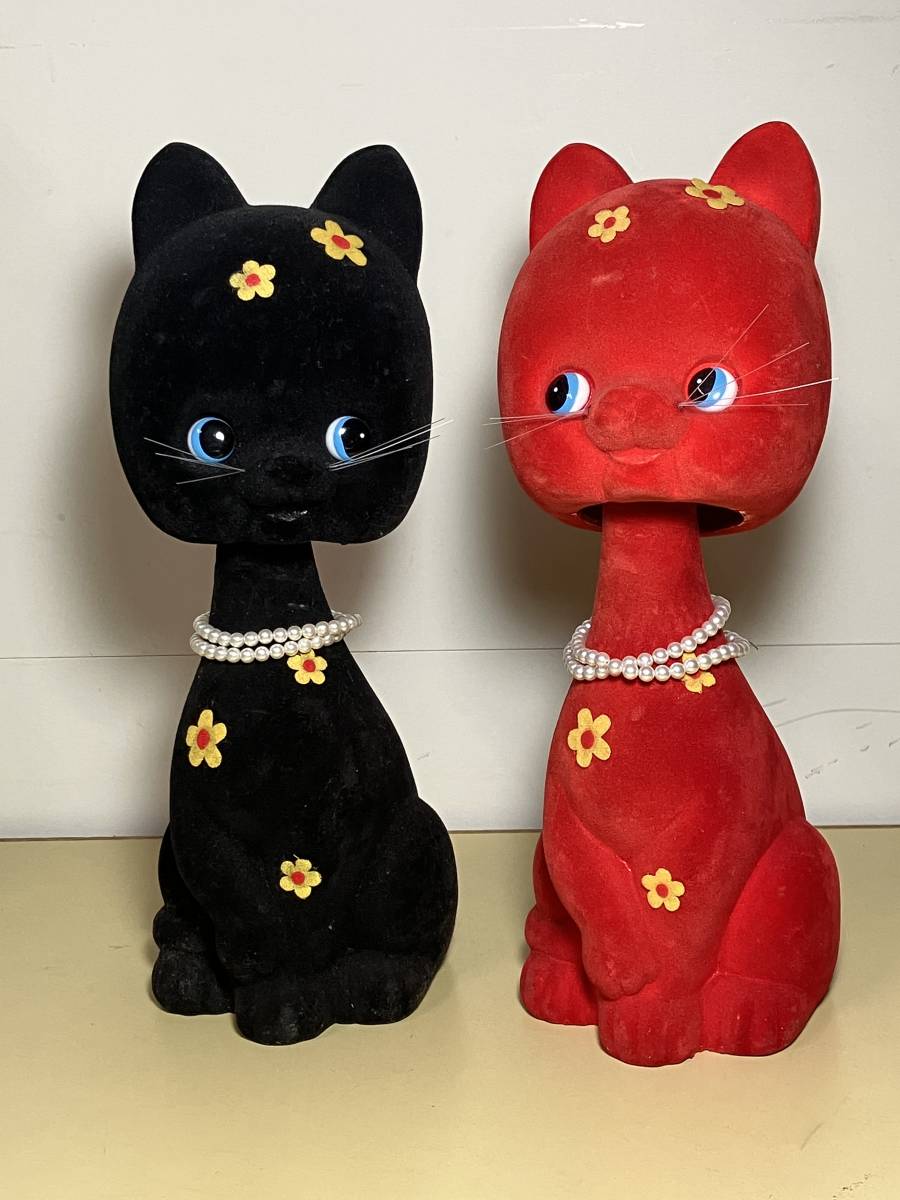 ●昭和レトロ　当時物　ねこの貯金箱　ネコ　猫　2匹セット　（検索：宇山あゆみ 内藤ルネ）_画像1