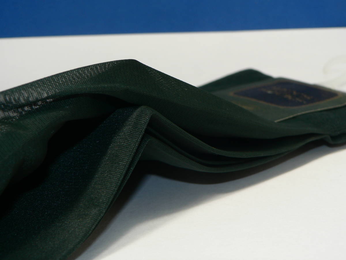 レトロ フクスケ ナイロン１００％ ハイソックス 緑 ２５ｃｍ 紳士薄手靴下 上品な光沢と透明感あり 日本製 未使用品 K-14_画像5
